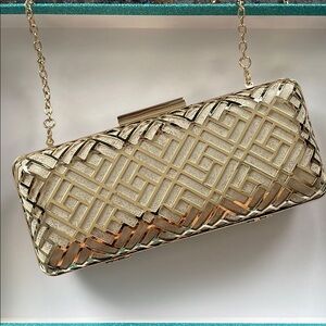 INC International Concepts Gold Geometric Clutch